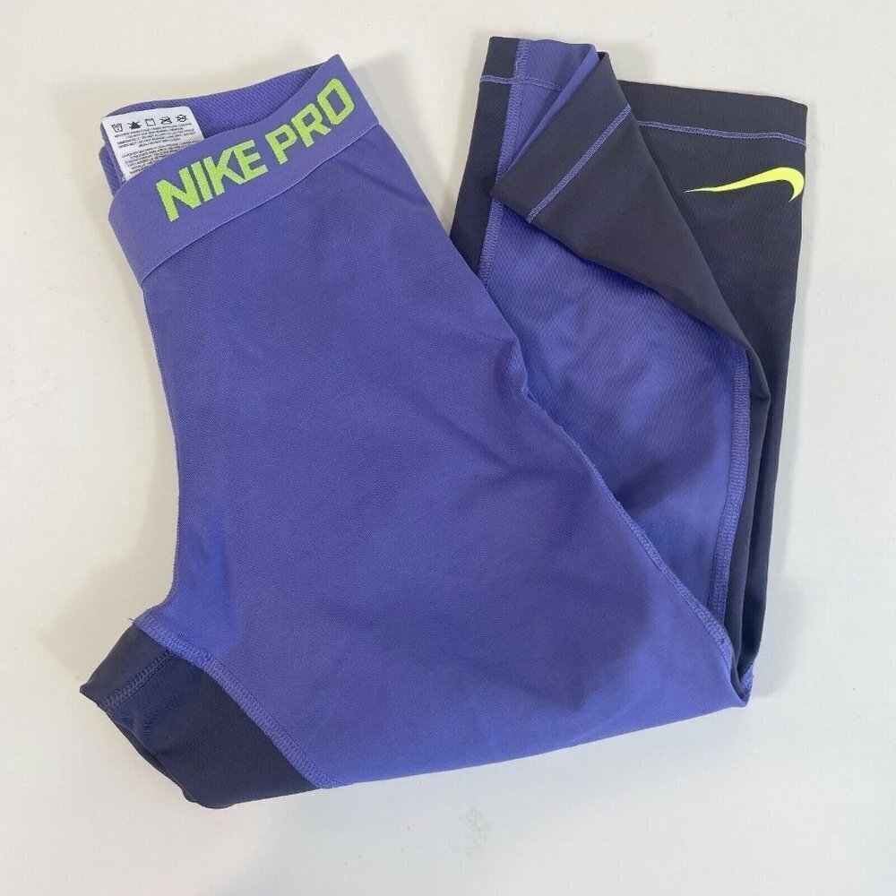 Nike Pro Womens Base Layer Capri Workout Gym Pants Blue‎ XS High Rise 696360-540
